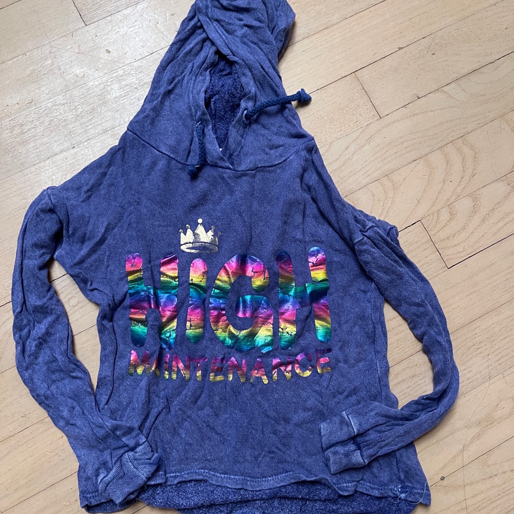 Nwt Att E Tudes Denny’s Boutique High Maintenance Purple Rainbow Hoodie Shirt